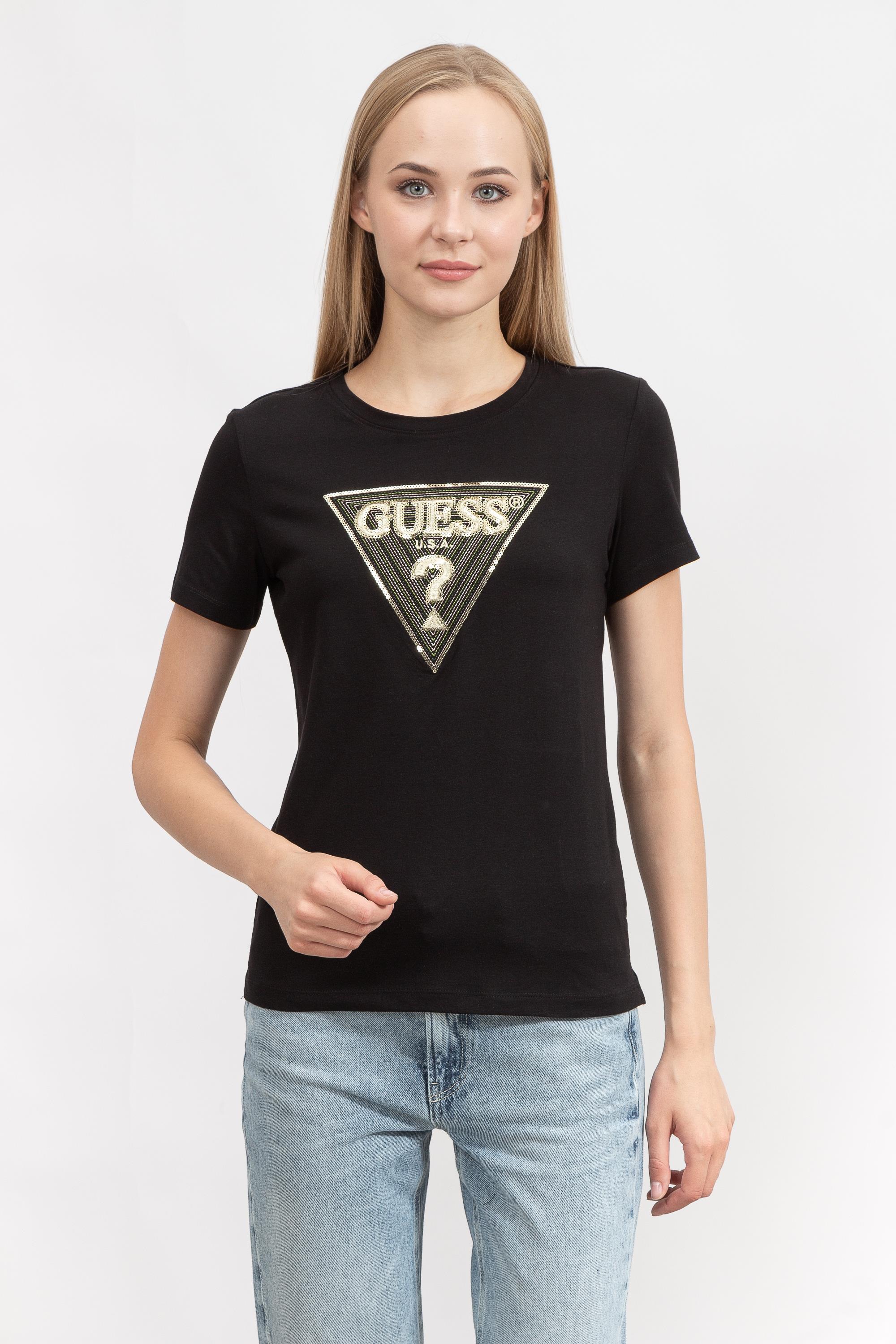 Guess Ss Cn Multicolor Triangle Kadın Bisiklet Yaka T-Shirt