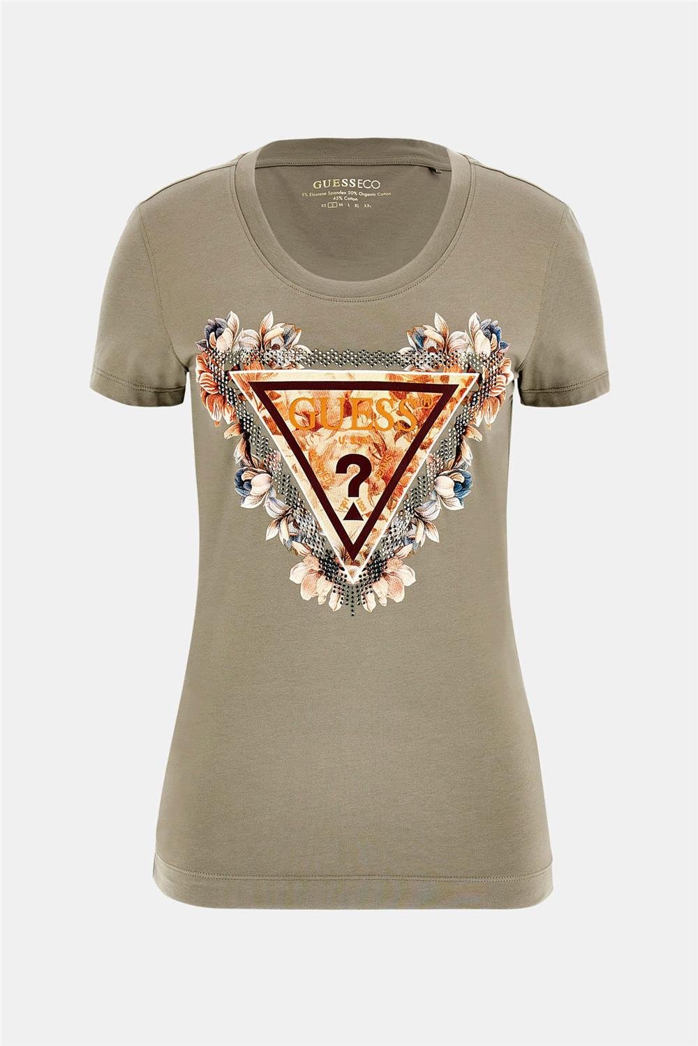 Guess Triangle Kadın Slim Fit T-Shirt