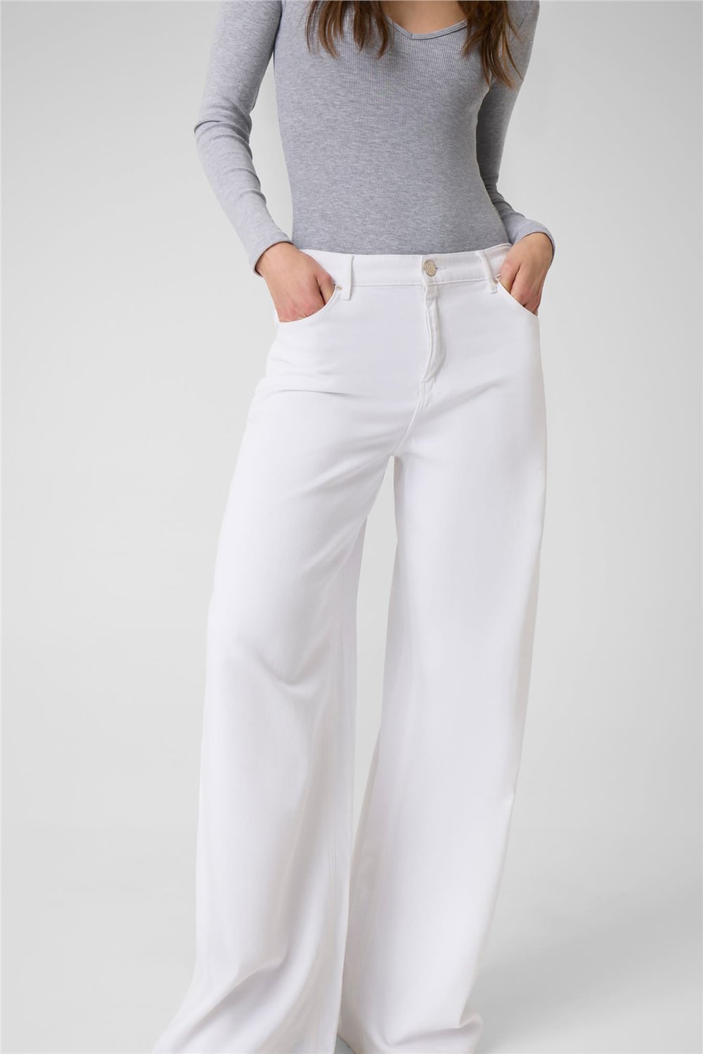 Guess Widy Kadın Palazzo Fit Pantolon Beyaz