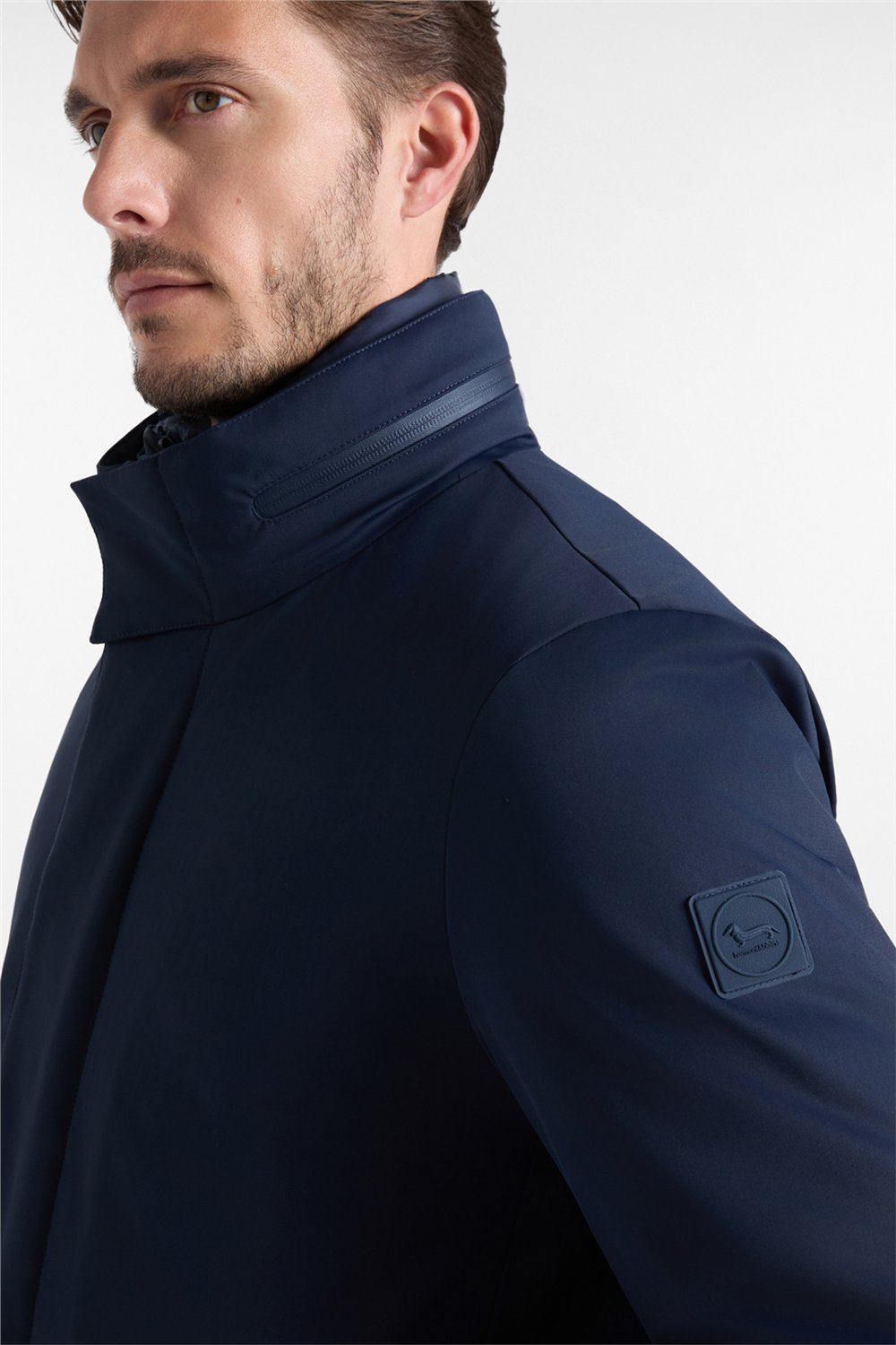Harmont Blaine Field Jacket In Nylon Stret Erkek Mont Lacivert