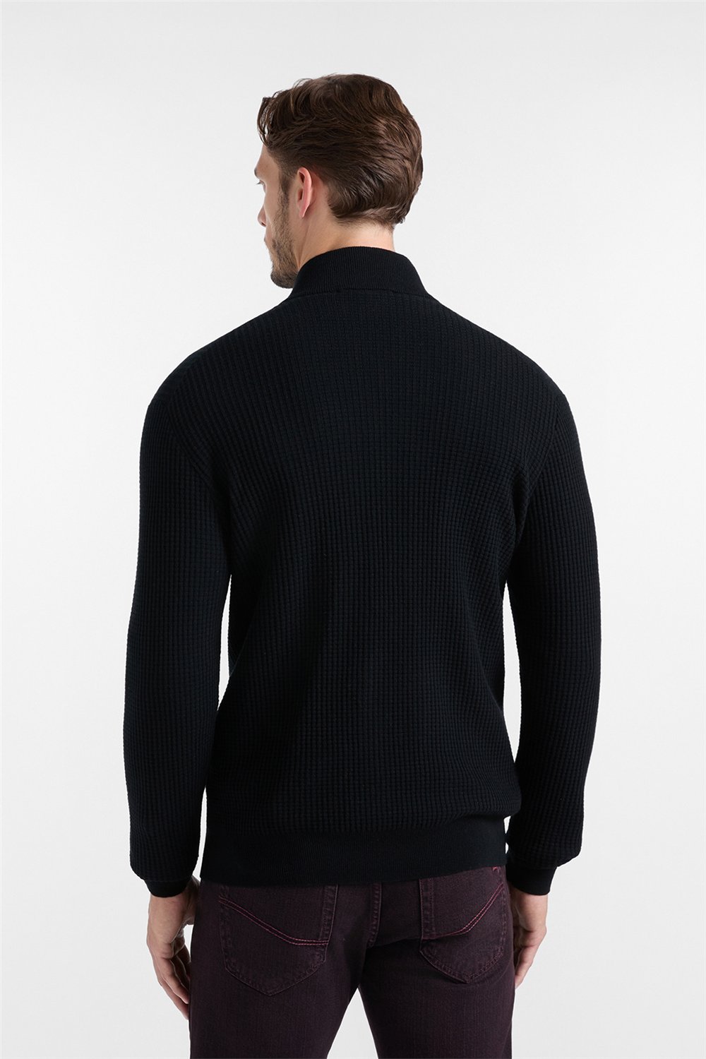 Harmont Blaine Full Zip Basic 3D Erkek Triko Siyah