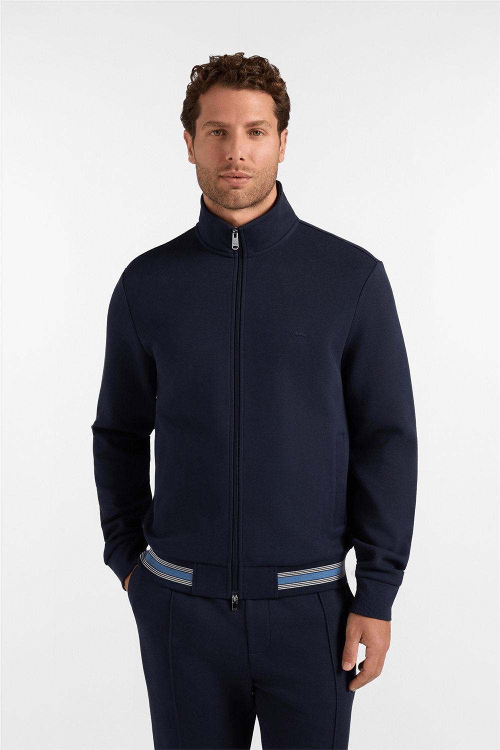 Harmont Blaine Full Zip In Piquet Con Erkek Eşofman Takımı Lacivert