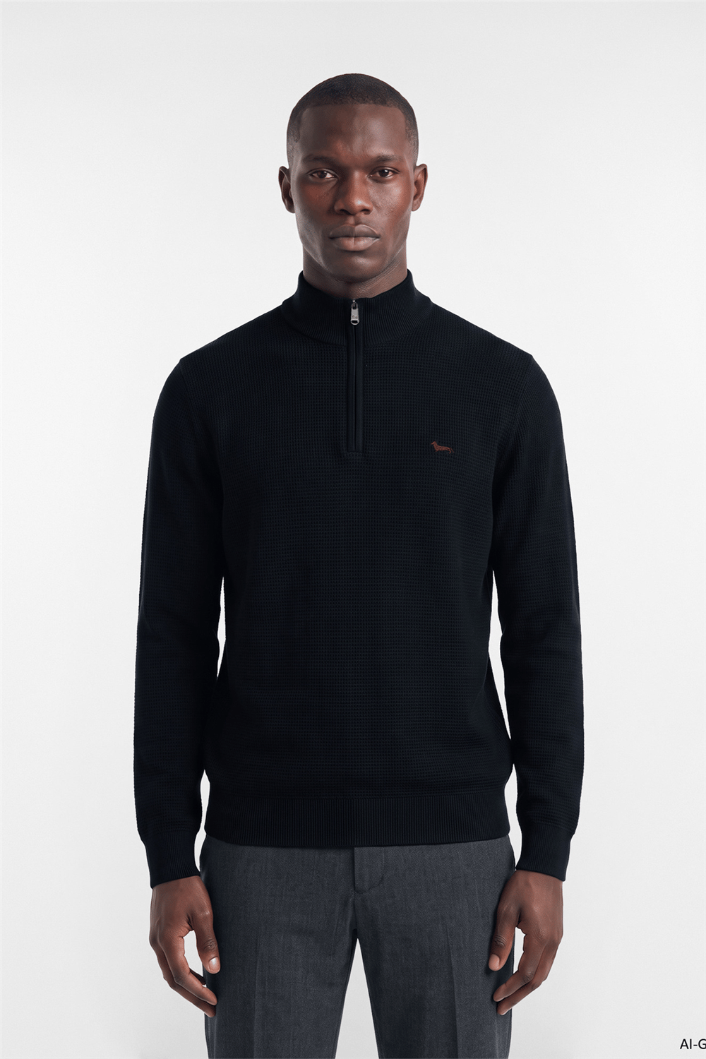 Harmont Blaine Half Zip Basic 3D Erkek Triko Lacivert