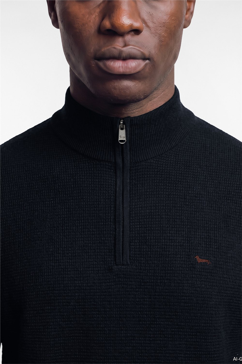 Harmont Blaine Half Zip Basic 3D Erkek Triko Lacivert