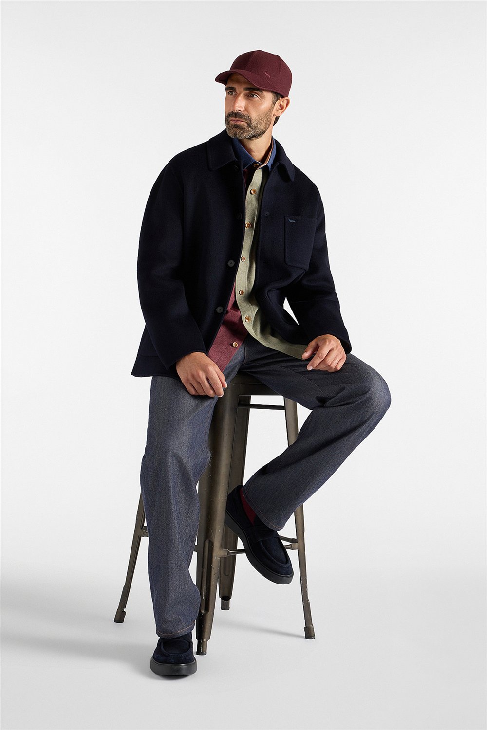 Harmont Blaine Overshirt In Lana Erkek Mont Lacivert