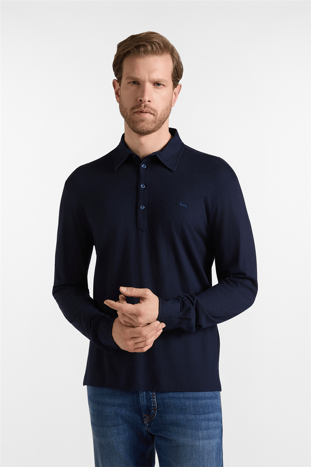 Harmont Blaine Polo In Jersey Cotone L Erkek Polo Yaka T-Shirt Lacivert