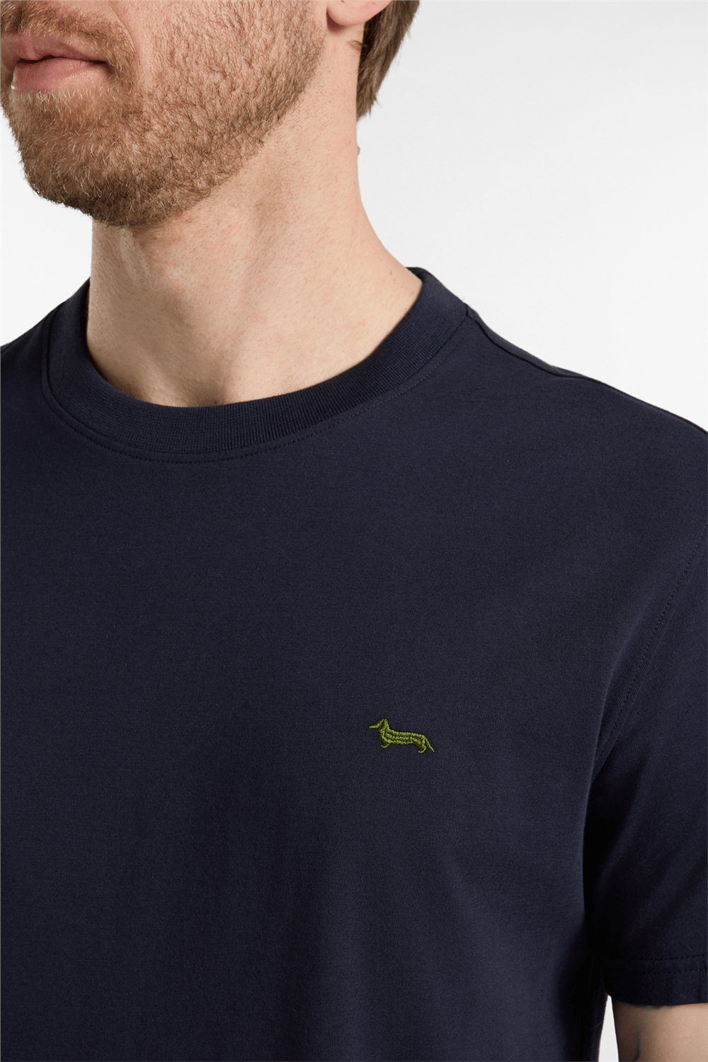Harmont Blaine T Shirt In Jersey Con Basso Erkek Bisiklet Yaka T-Shirt Lacivert