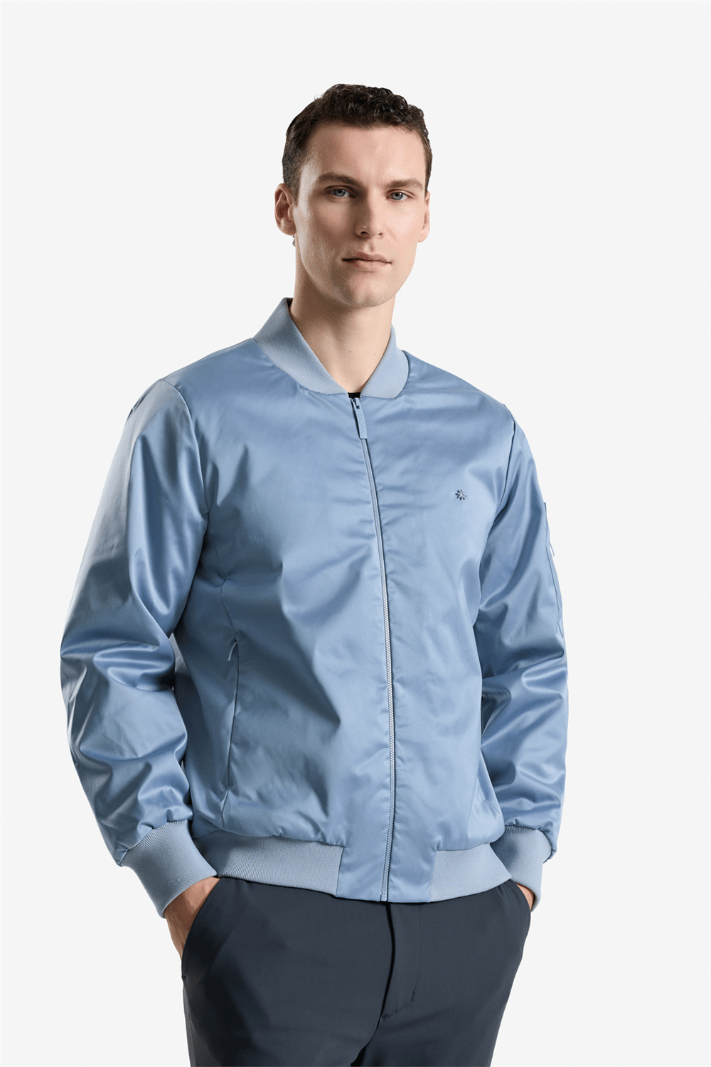 Isaora Satin Bomber Erkek Bomber Mont İndigo Mavi