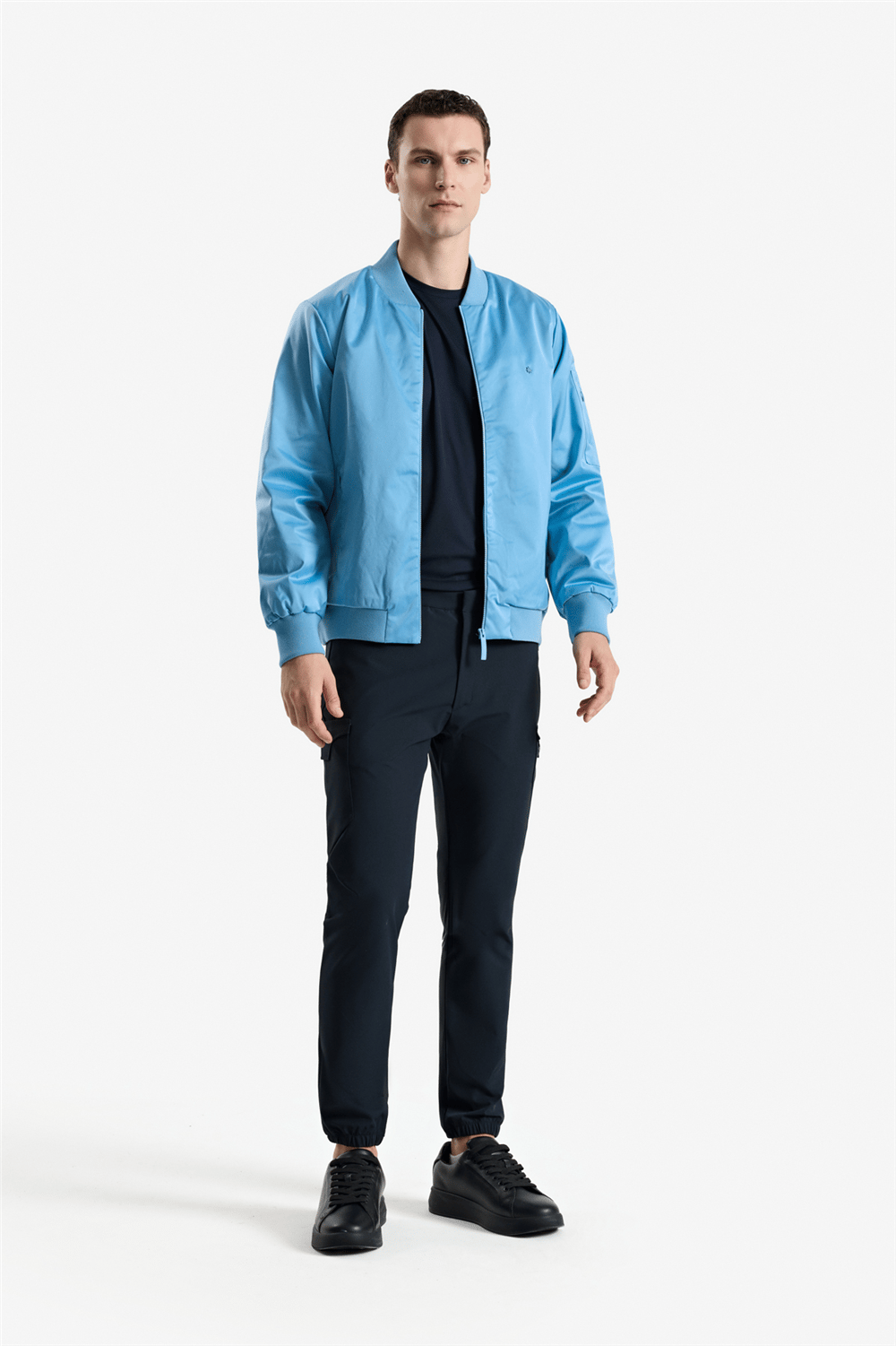 Isaora Satin Bomber Erkek Bomber Mont Mavi