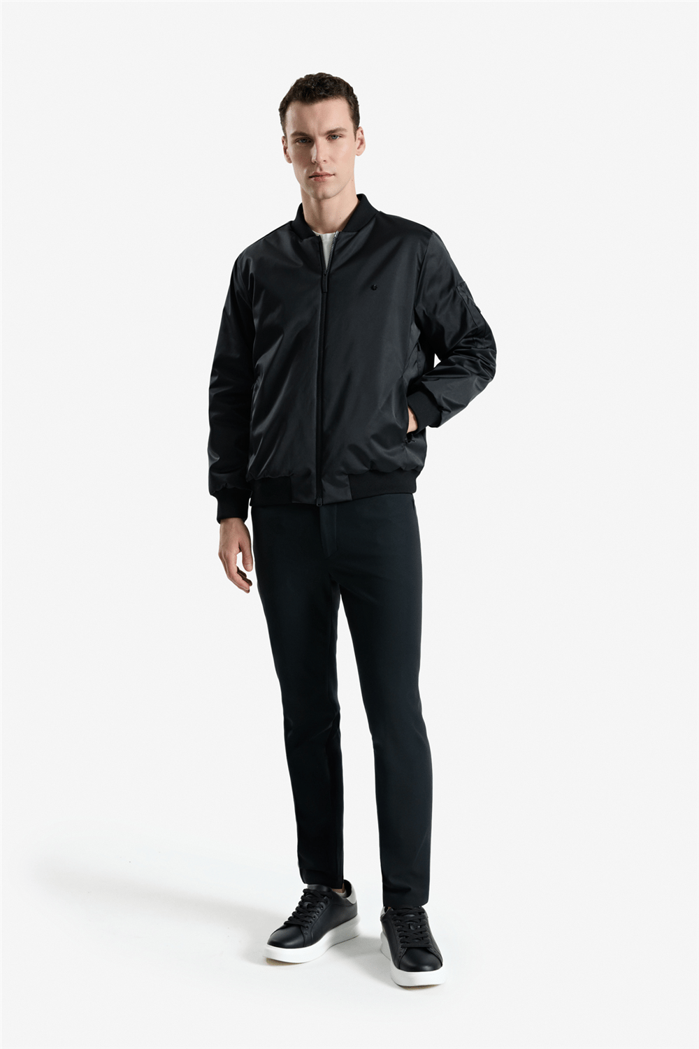Isaora Satin Bomber Erkek Bomber Mont Siyah