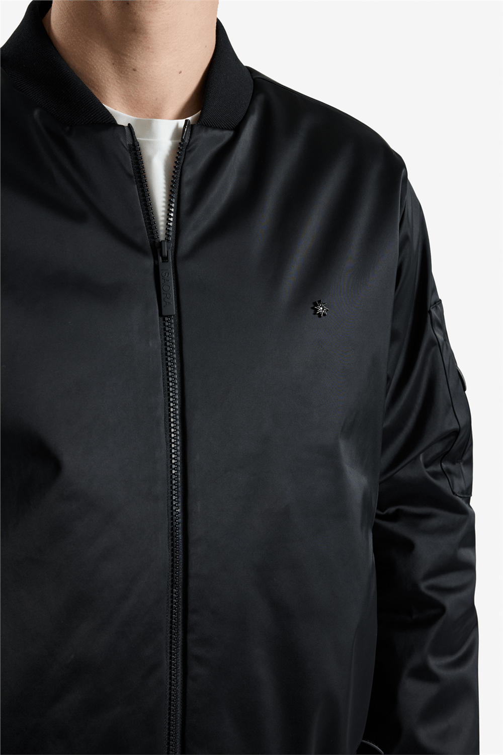 Isaora Satin Bomber Erkek Bomber Mont Siyah