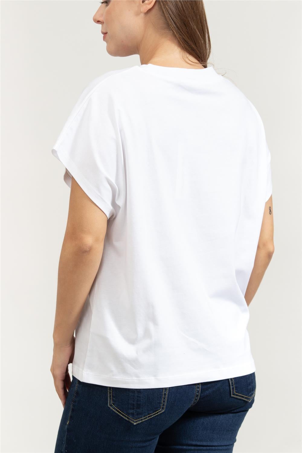 Karl Lagerfeld Autograph Relaxed Kadın Bisiklet Yaka T-Shirt