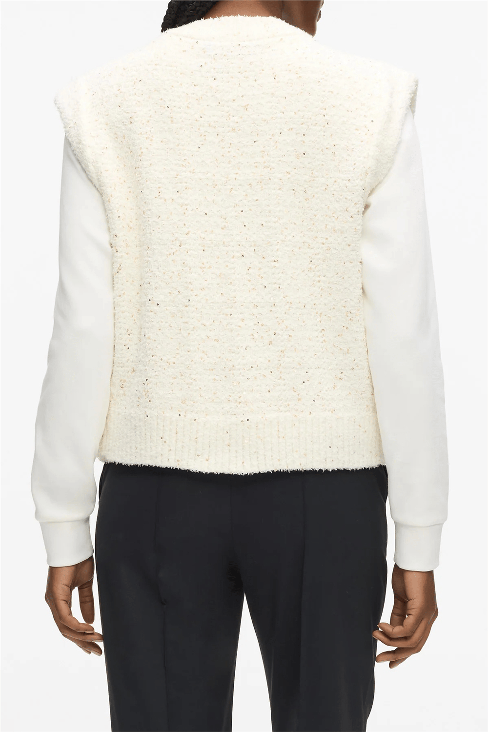 Karl Lagerfeld Boucle Knit Vest Kadın Hırka Krem