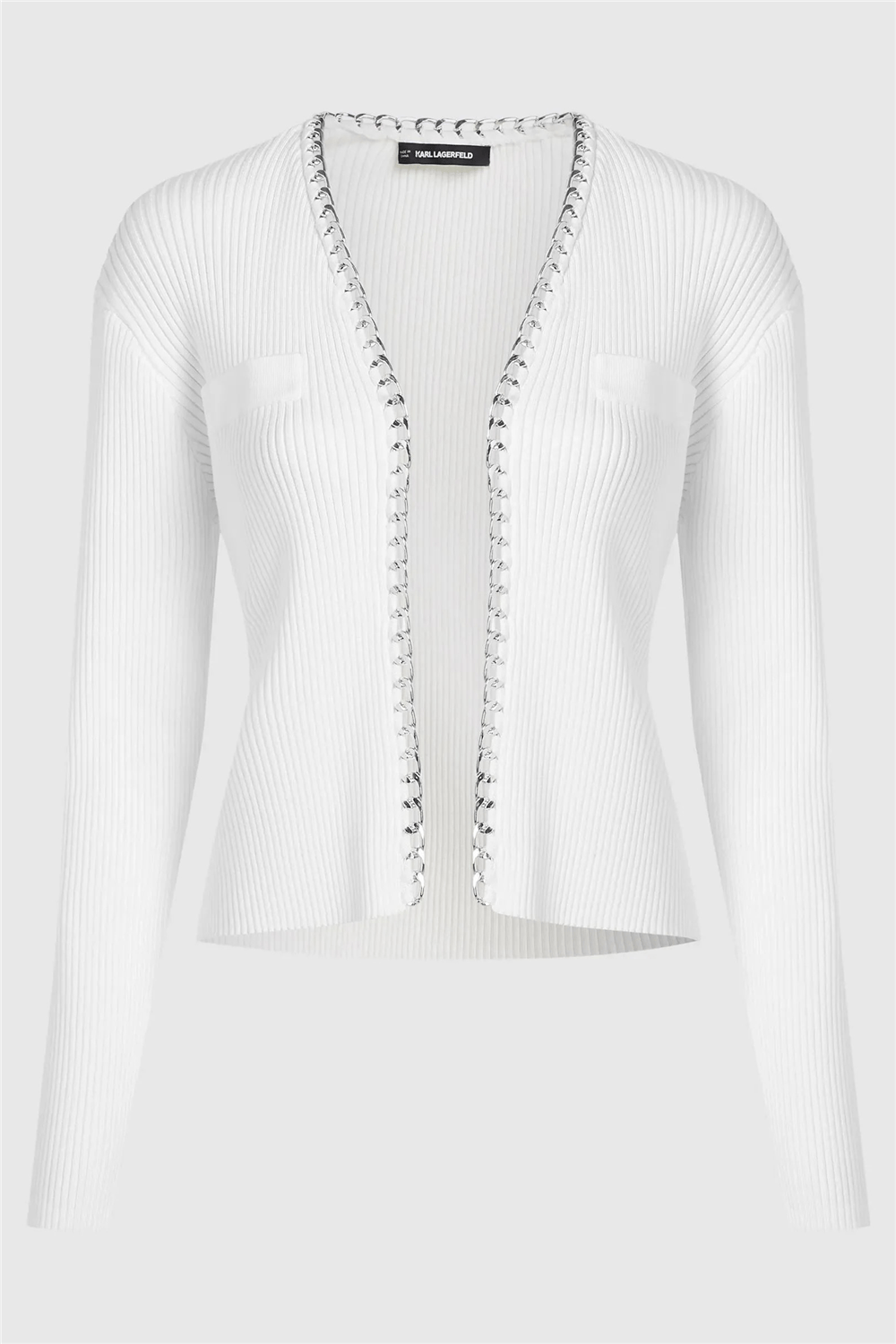 Karl Lagerfeld Chain Detail Knit Cardigan Kadın Hırka Beyaz