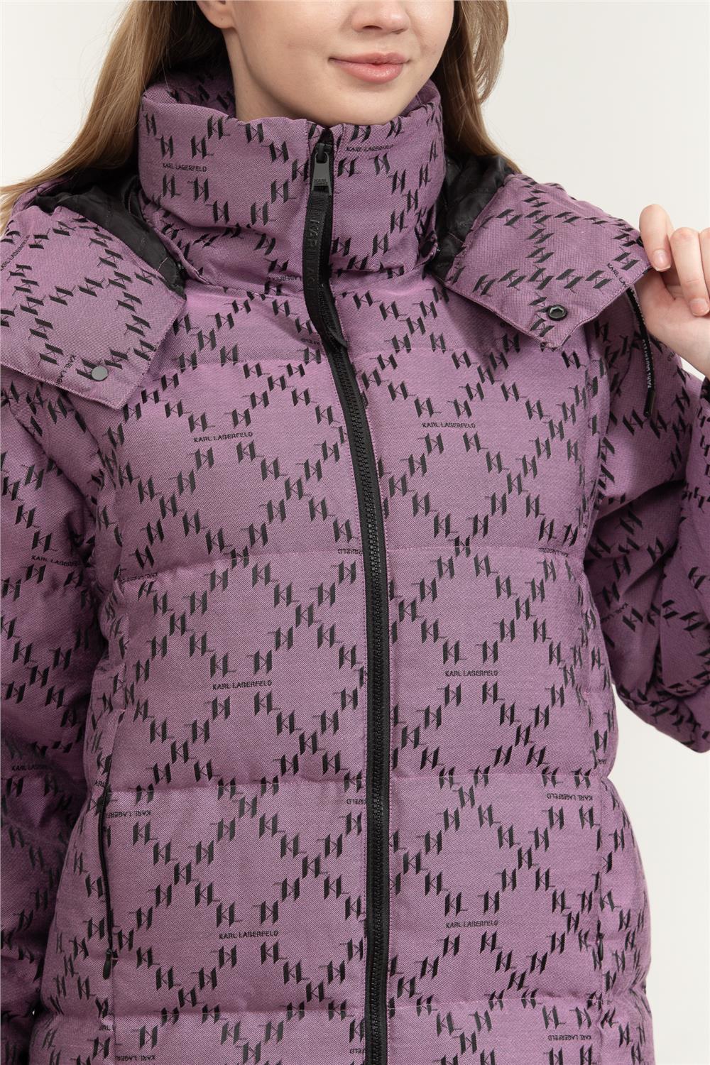 Karl Lagerfeld Diamond Jacquard Down Kadın Mont