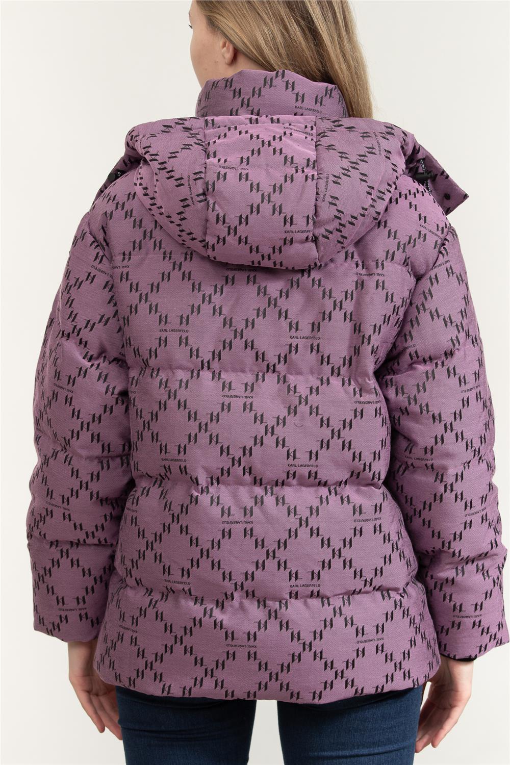 Karl Lagerfeld Diamond Jacquard Down Kadın Mont