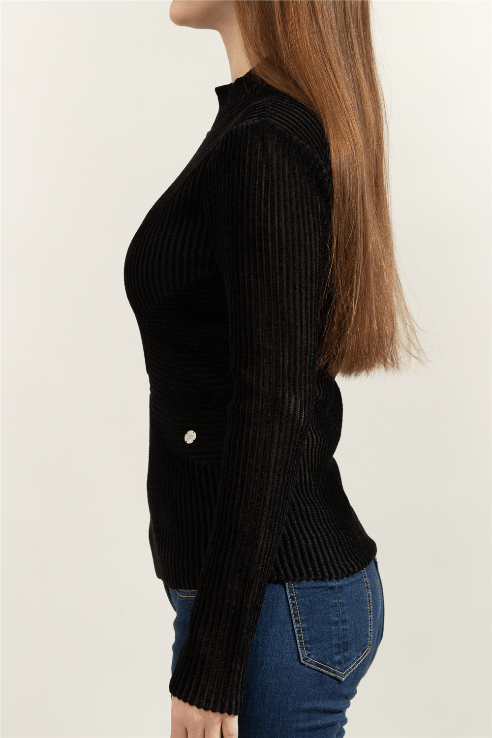 Karl Lagerfeld Elegant Flock Mock Neck Kadın Triko