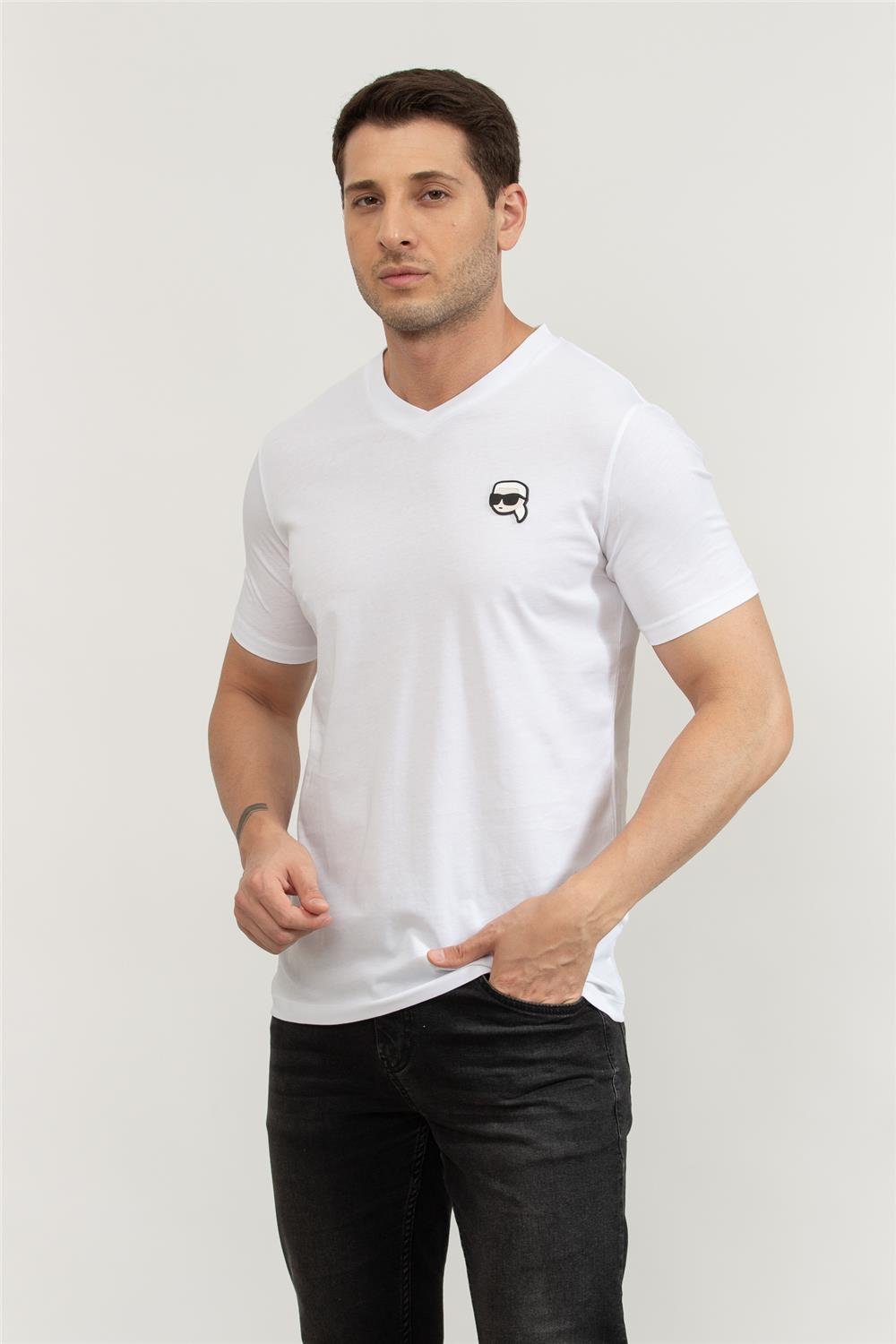 Karl Lagerfeld Erkek V Yaka T-Shirt