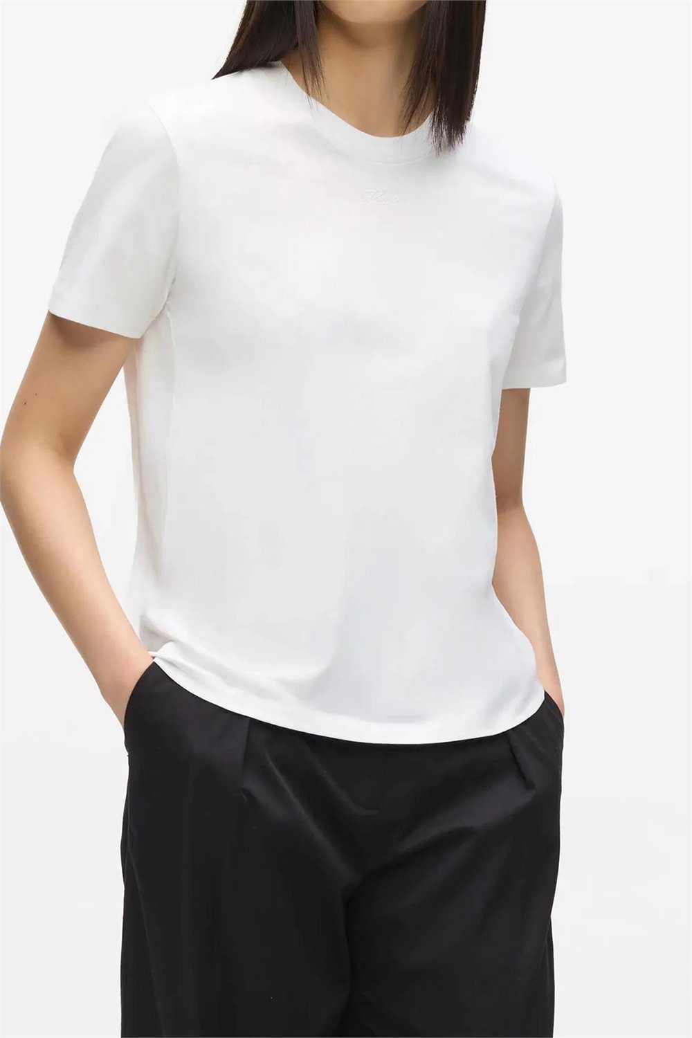 Karl Lagerfeld Essential Regular T-Shirt Kadın Bisiklet Yaka T-Shirt Beyaz