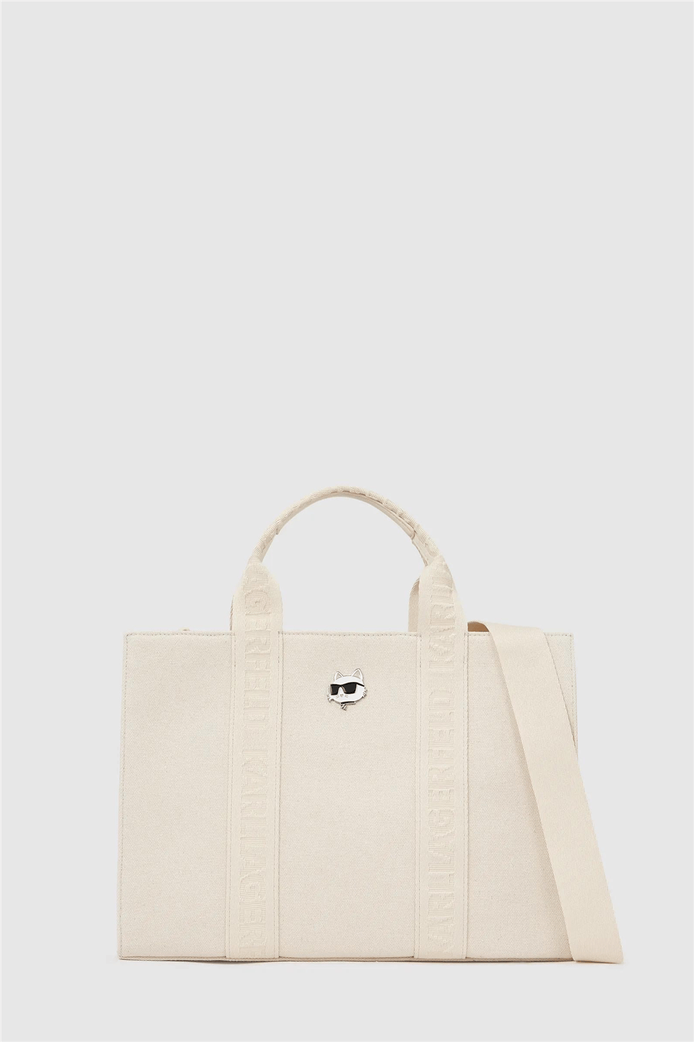 Karl Lagerfeld ikon Choup Pin Square Md Tote Kadın Omuz Çantası Beyaz