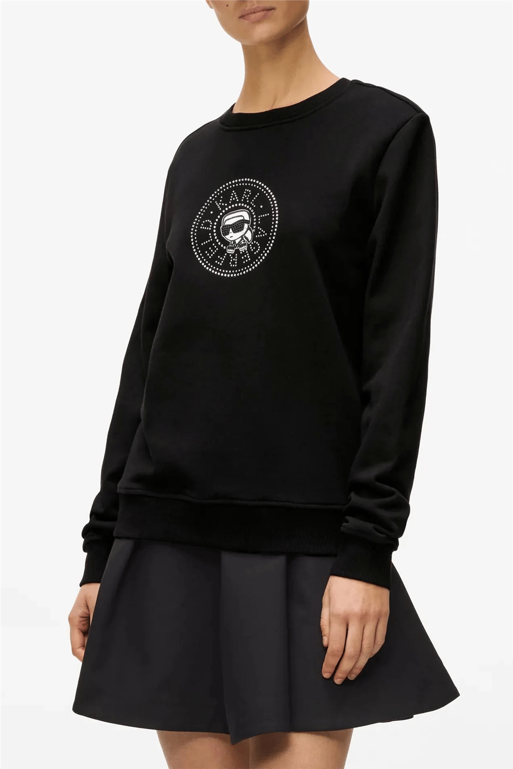 Karl Lagerfeld ikon Rs Circle Sweatshirt Kadın Bisiklet Yaka Sweatshirt Siyah