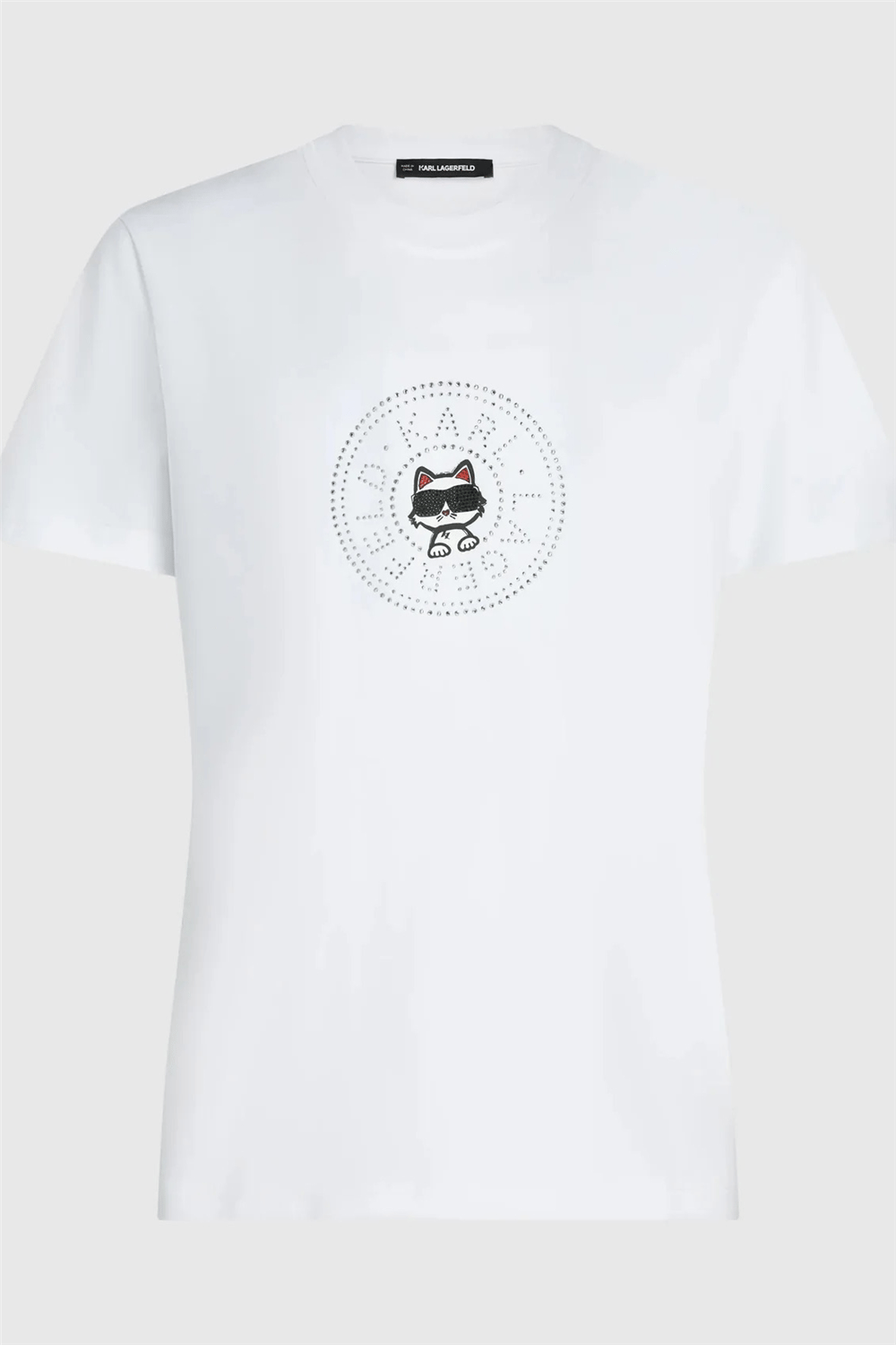 Karl Lagerfeld ikon Rs Circle T-Shirt Kadın Bisiklet Yaka T-Shirt Beyaz
