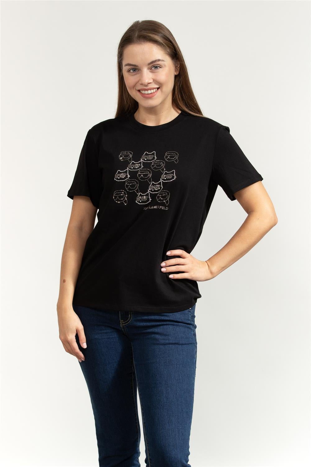 Karl Lagerfeld Ikon Seasonal Rs Kadın Bisiklet Yaka T-Shirt