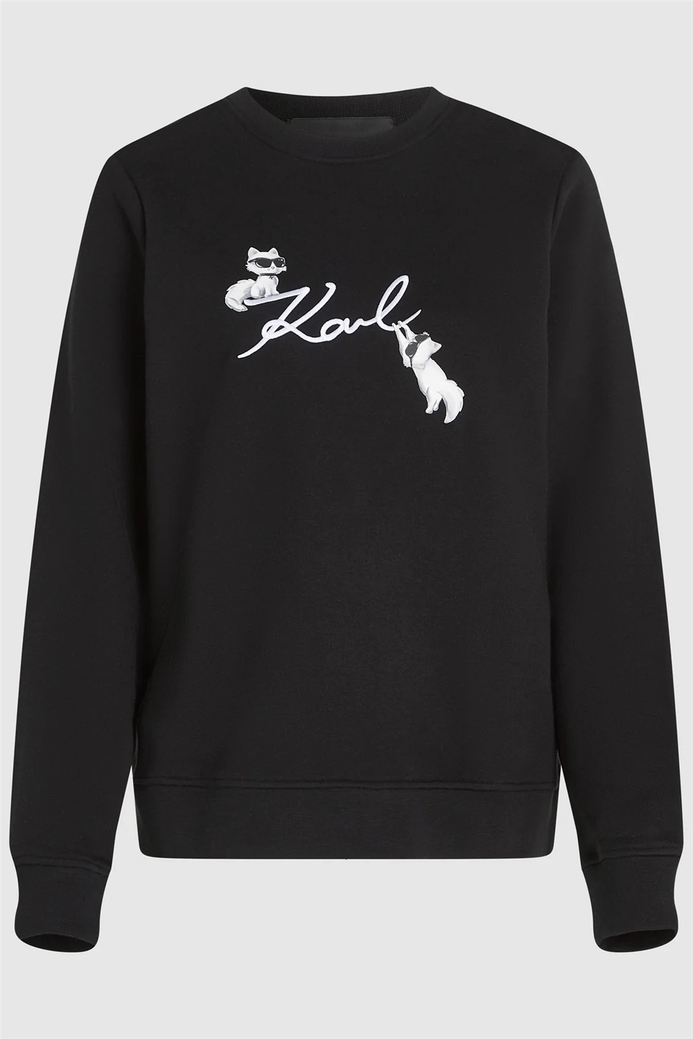 Karl Lagerfeld Ikon Signature Choupette Kadın Bisiklet Yaka Sweatshirt Siyah