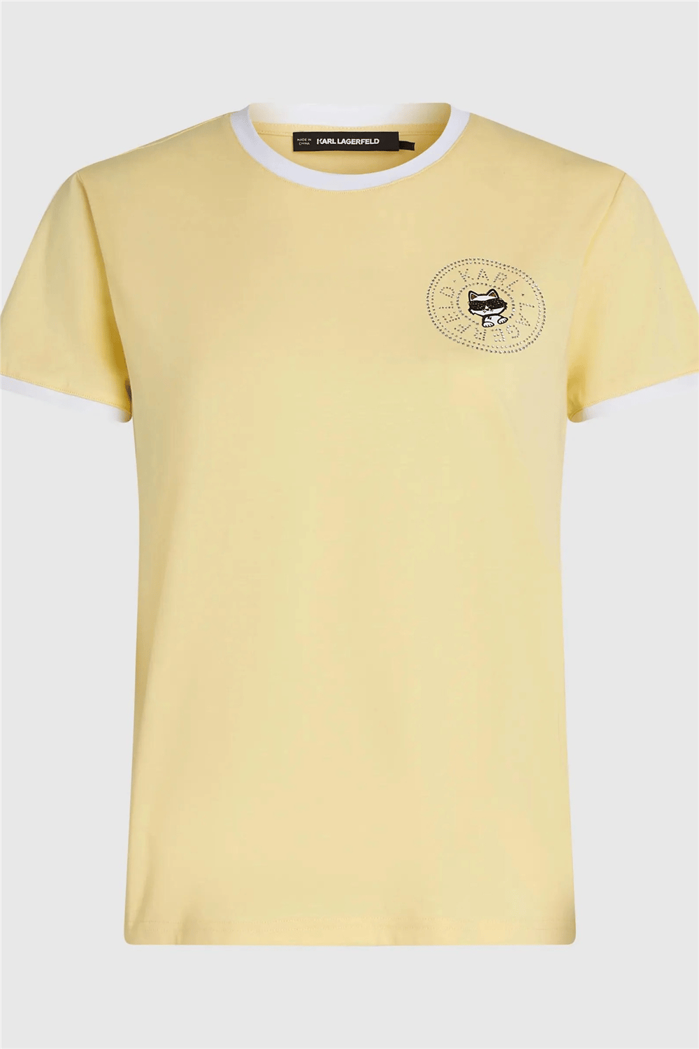 Karl Lagerfeld ikon Small Circle T-Shirt Kadın Bisiklet Yaka T-Shirt