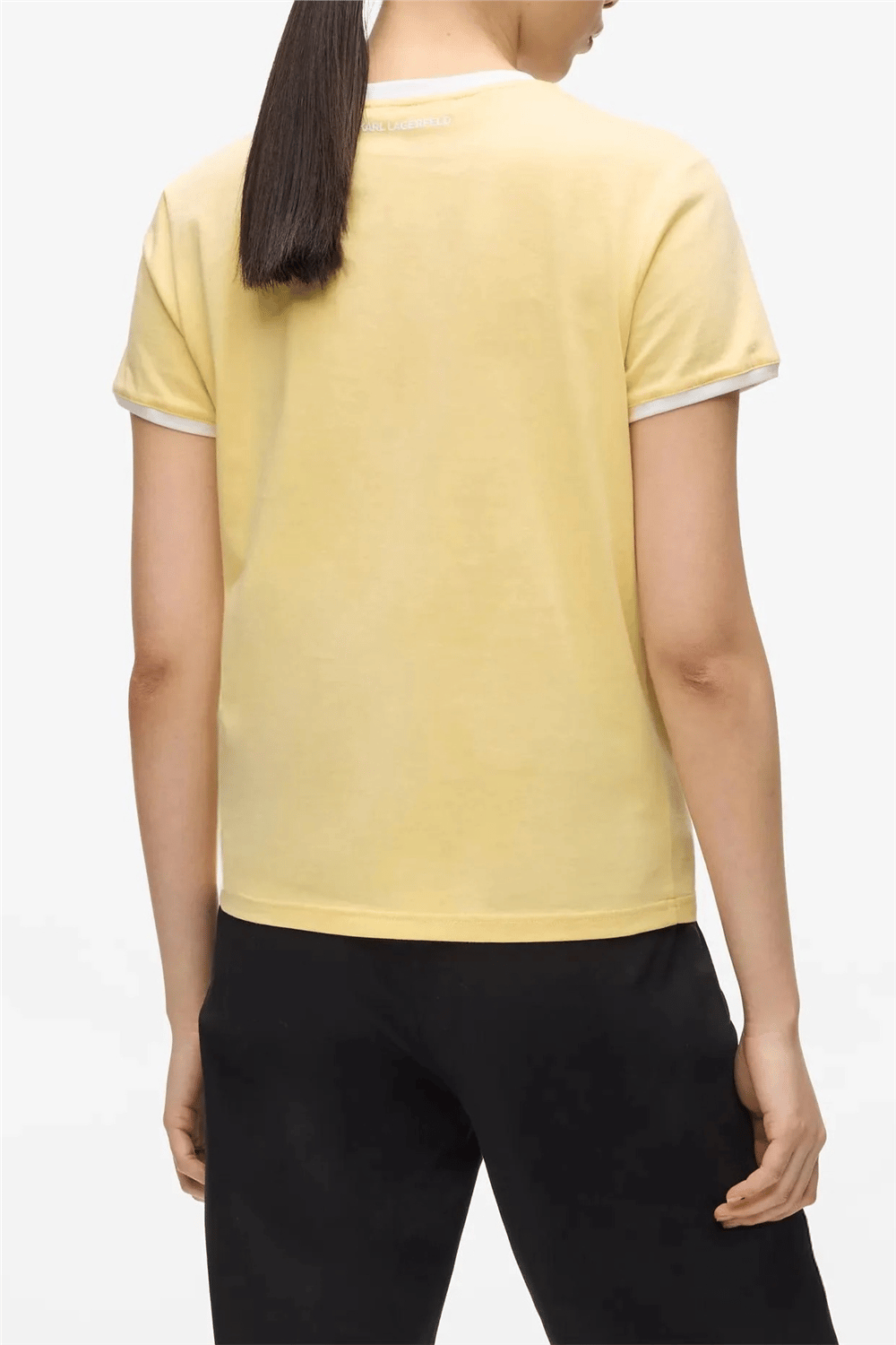 Karl Lagerfeld ikon Small Circle T-Shirt Kadın Bisiklet Yaka T-Shirt