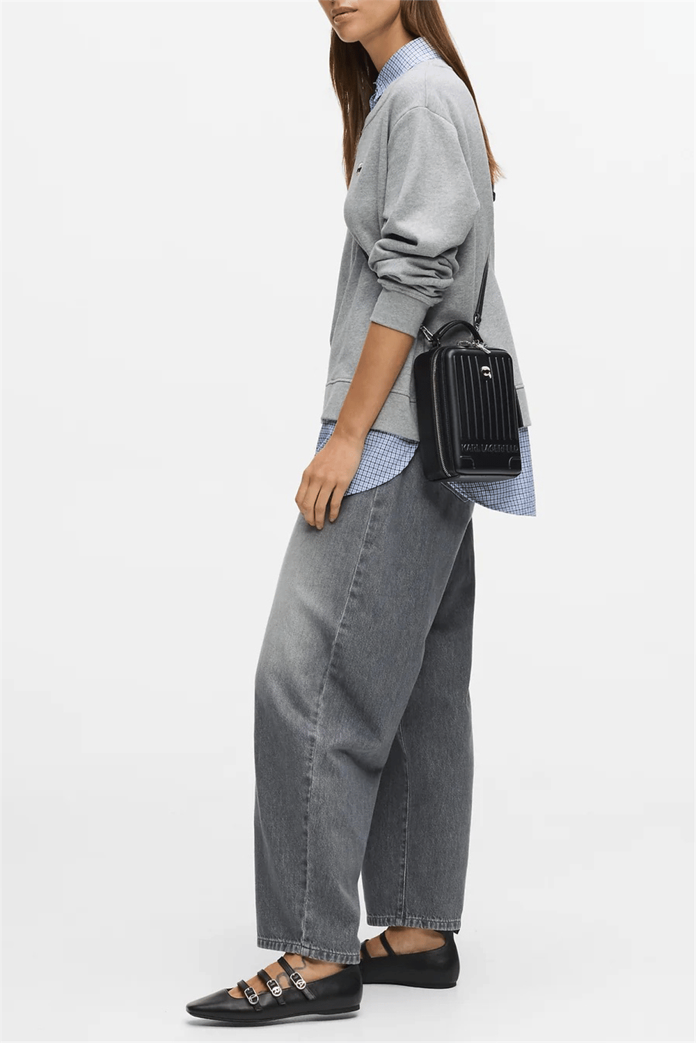 Karl Lagerfeld Ikon Suitcase Crossbody Kadın Omuz Çantası Siyah