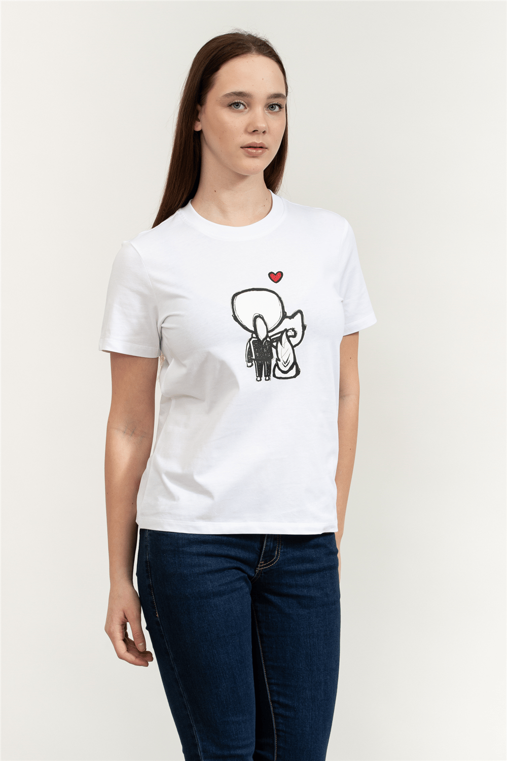 Karl Lagerfeld Ikon Valentine Kadın Bisiklet Yaka T-Shirt