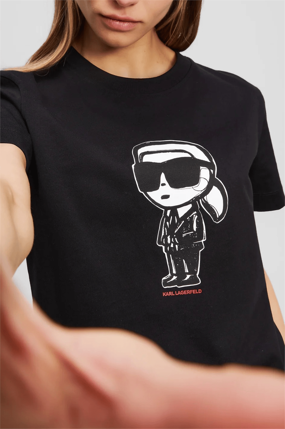 Karl Lagerfeld Kadın Bisiklet Yaka T-Shirt Siyah