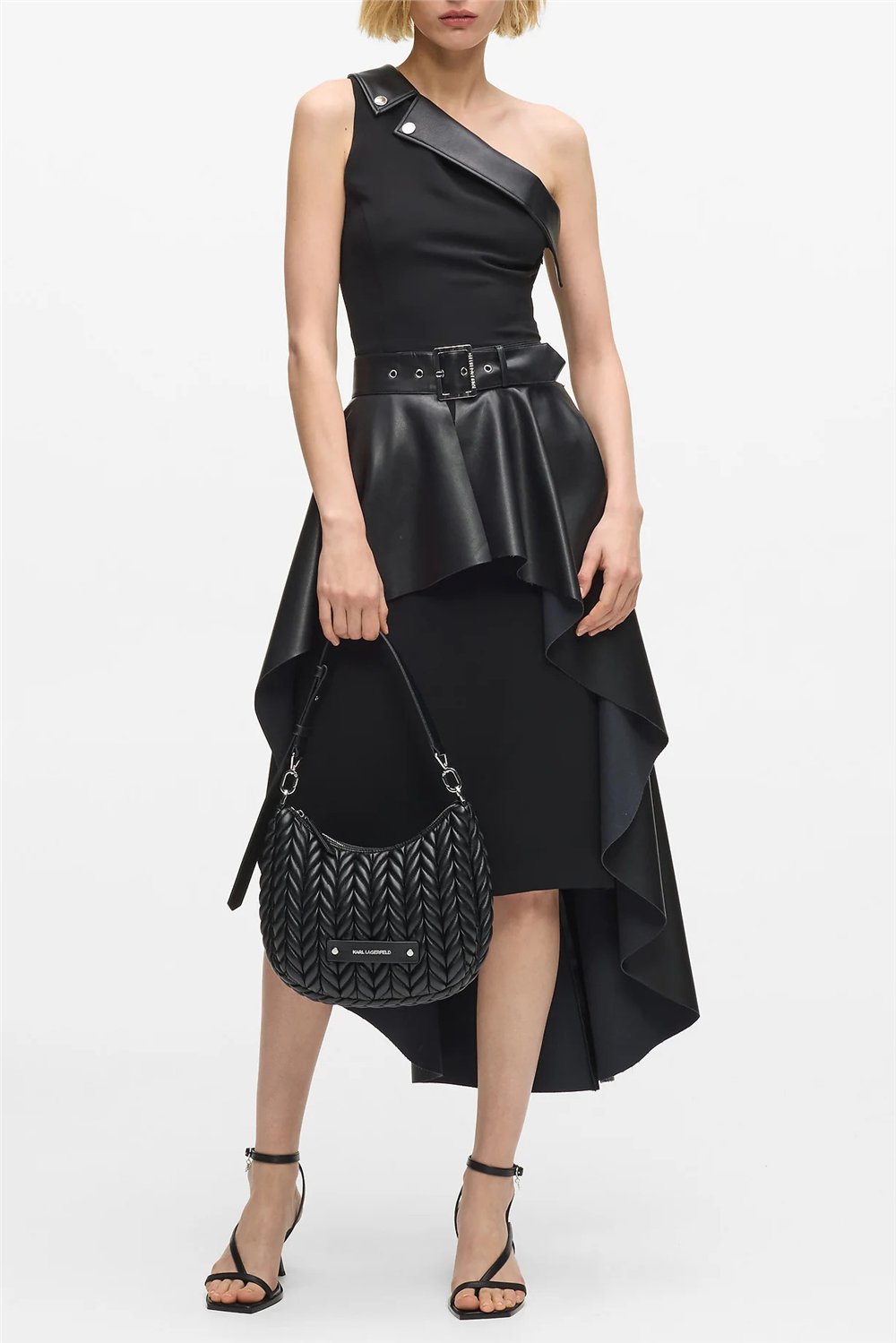 Karl Lagerfeld K/Weave SM Hobo Kadın Mini Omuz Çantası Siyah