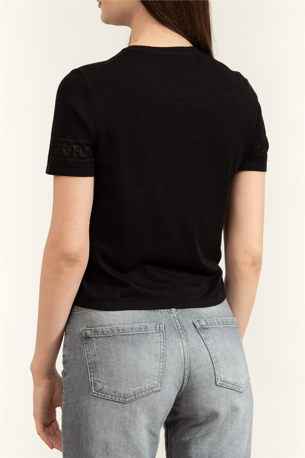 Karl Lagerfeld Lightweight Logo Knit Top Kadın Triko Siyah