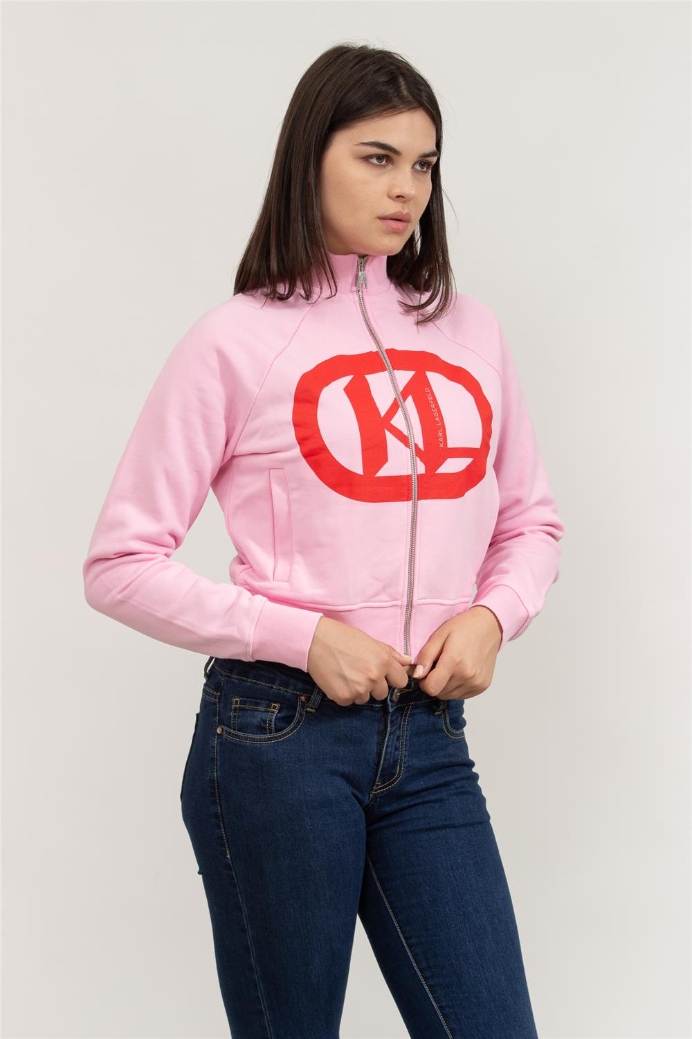 Karl Lagerfeld Logo Kadın Fermuarlı Sweatshirt