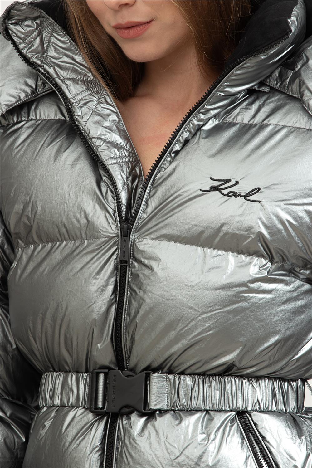 Karl Lagerfeld Metallic Puffer Kadın Şişme Mont