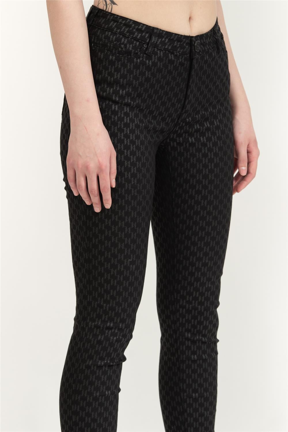 Karl Lagerfeld Shiny Monogram Kadın Jean Pantolon