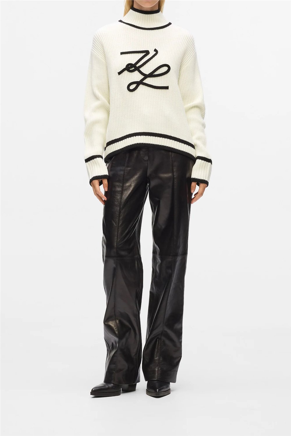 Karl Lagerfeld Soutache Autograph Kadın Triko Beyaz