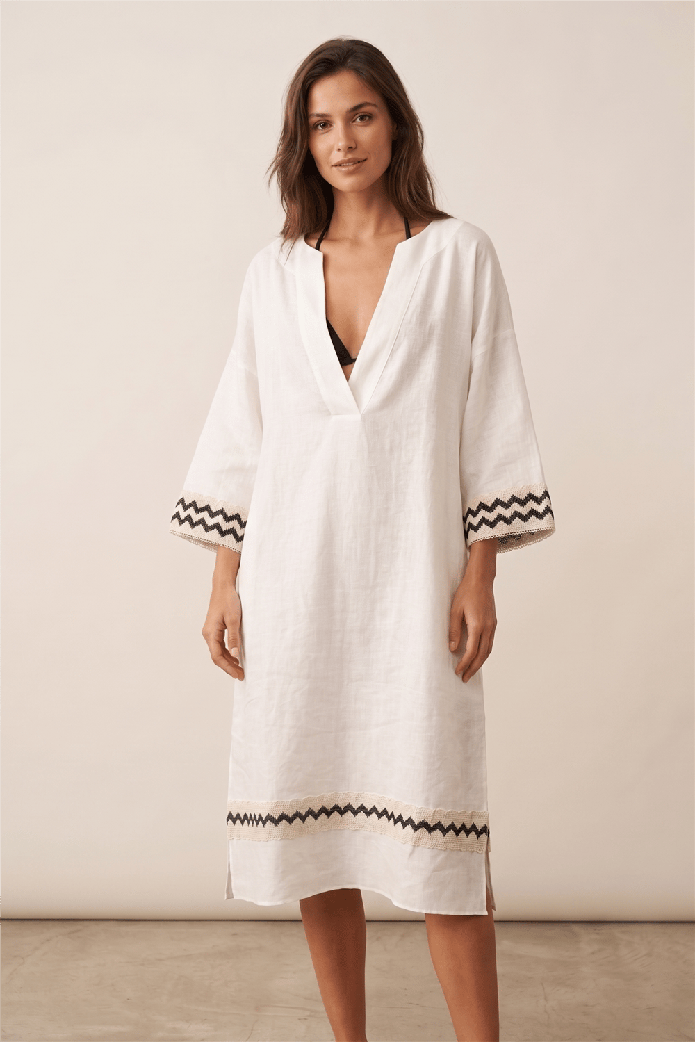 Lalamia Kadın Keten Kaftan Ekru