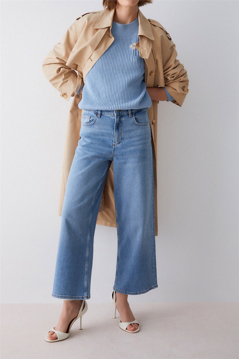 Liu Jo B.Up Flare Cropped Reg.W. Kadın Jean Pantolon Mavi