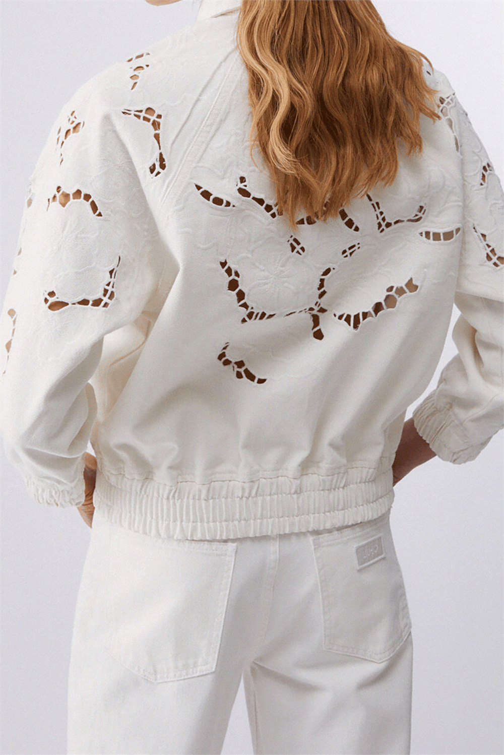 Liu Jo Bomber Denim Embroidery Kadın Kot Mont Beyaz