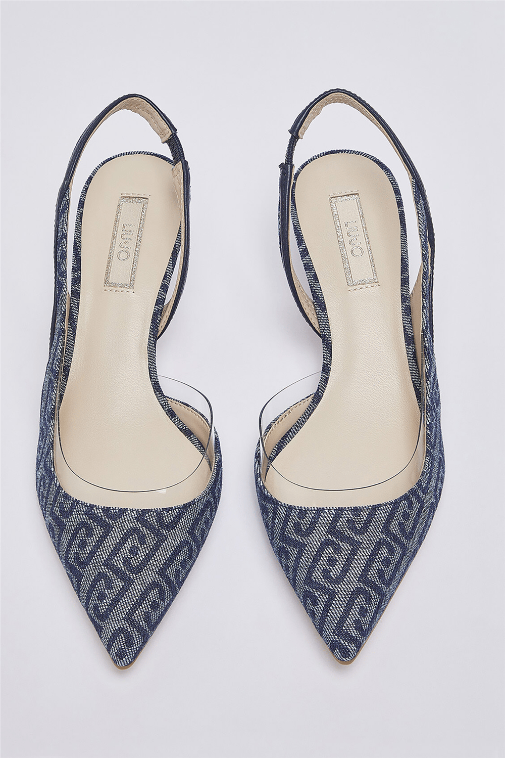 Liu Jo Deva 09 Sling Back Monogram Kadın Topuklu Ayakkabı Mavi