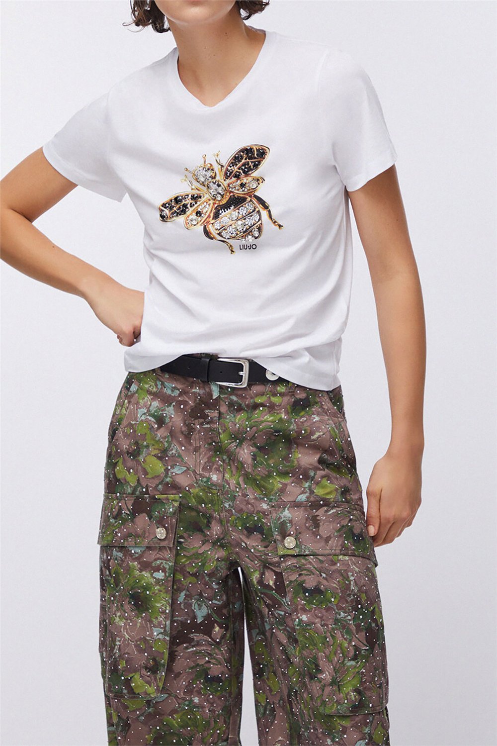Liu Jo Ecs T-Shirt Moda M/C Kadın Bisiklet Yaka T-Shirt Çok Renkli