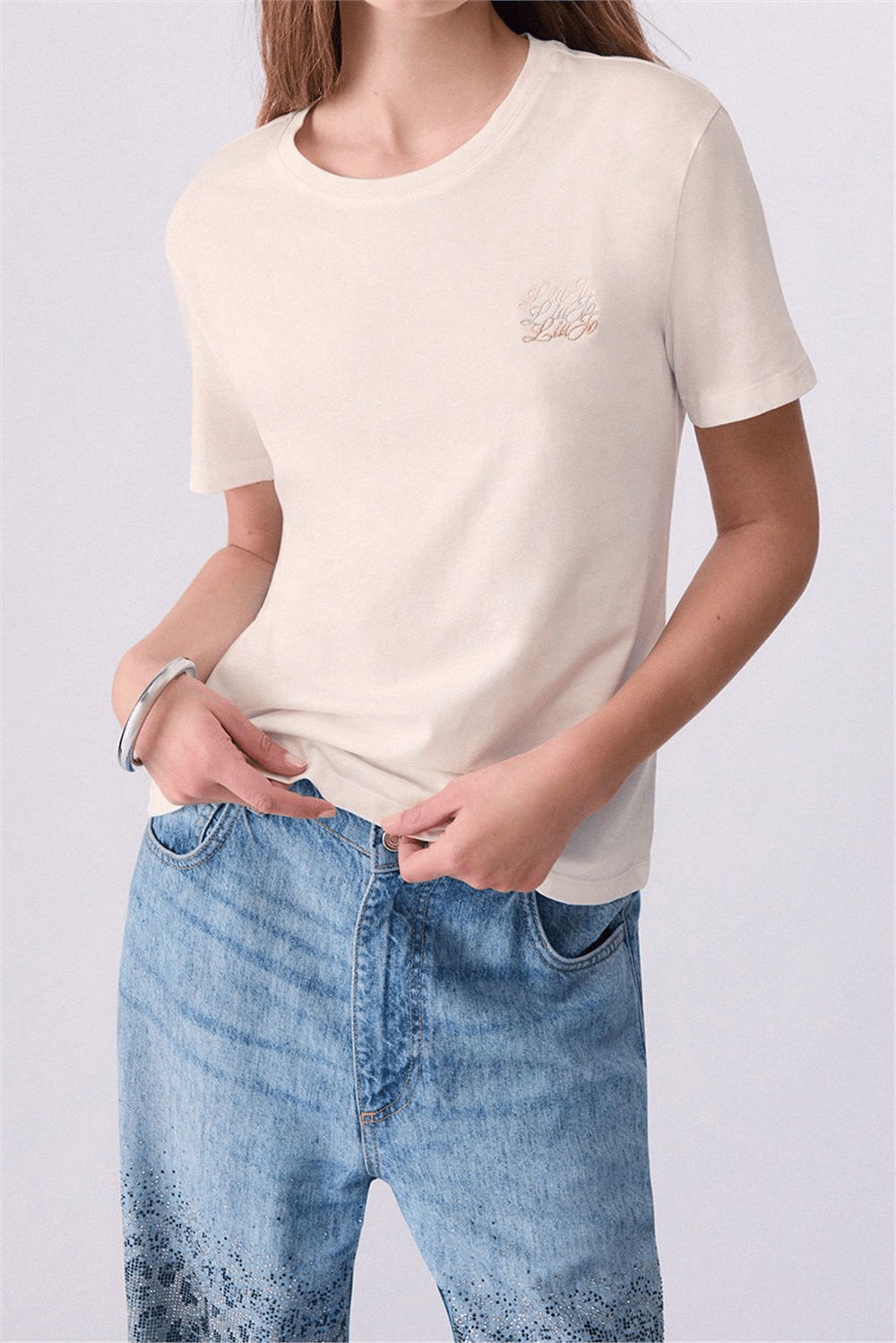 Liu Jo T-Shirt Moda M/C Kadın Bisiklet Yaka T-Shirt