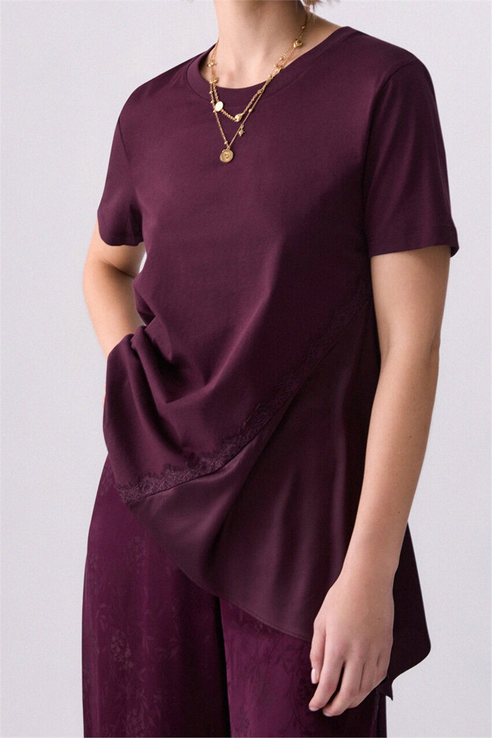 Liu Jo T-Shirt Moda M/C Kadın Bisiklet Yaka T-Shirt