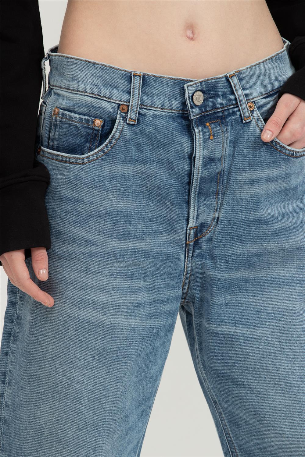 Replay Heveleen Mid Waist Relaxed Kadın Jean Pantolon