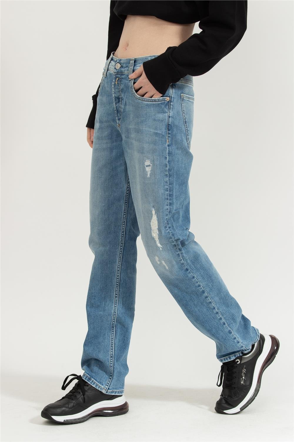 Replay Kiley High Waist Tapered Leg Kadın Jean Pantolon