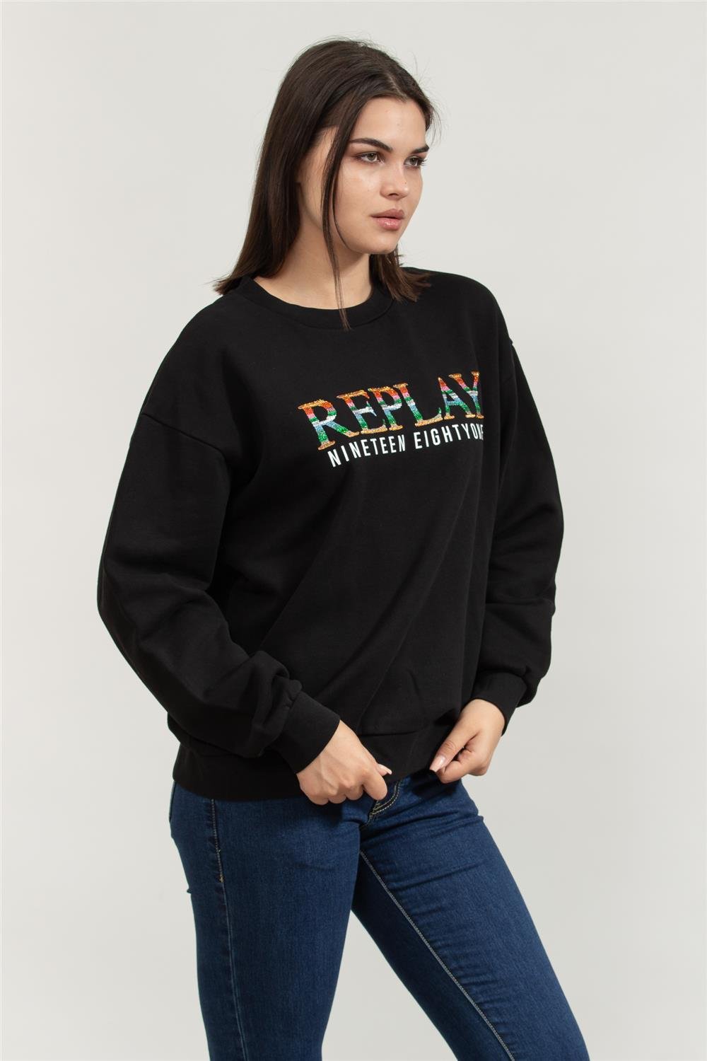 Replay Over Kadın Bisiklet Yaka Sweatshirt