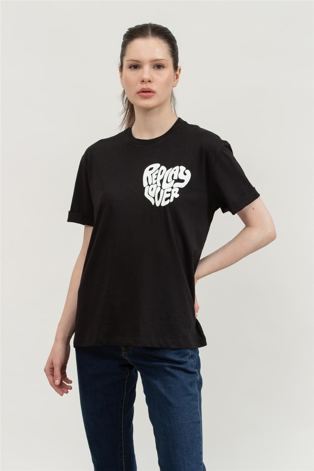 Replay Over Kadın Bisiklet Yaka T-Shirt